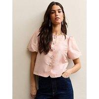 New Look Taffeta Puff Sleeve Top - Pink