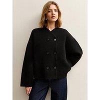 New Look Black Double Breasted Button Front Cardigan