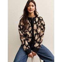 New Look Leopard Print Crew Neck Cardigan - Black
