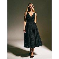 New Look Black Lace Corset Midi Dress