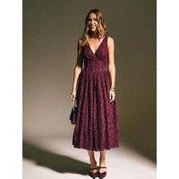 New Look Dark Burgundy Lace Corset Midi Dress