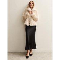 New Look Satin Bias Cut Midi Skirt - Black