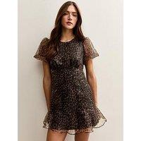 New Look Organza Mini Dress - Brown