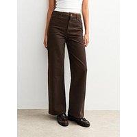 New Look Dark Brown Adalae High Waisted Wide Leg Jeans