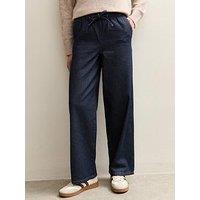 New Look Navy Denim Wide Leg Drawstring Waist Jeans