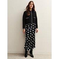 New Look Spot Satin Bias Midi Skirt - Black