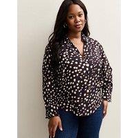 New Look Curves Dark Burgundy Abstract Print Shirt