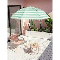 The Very Collection 2M Push Up Parasol - Green Stripe