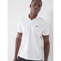 Boss Mens Golf Birdie Open Collar Polo Shirt - White