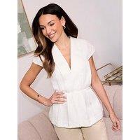 Michelle Keegan Cap Sleeve Cinched Pleated Blouse - Ivory
