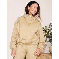 Michelle Keegan Hooded Funnel Neck Jacket Co Ord - Sand