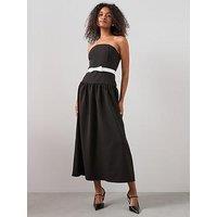 The Very Collection Bow Belted Bandeau Dress - Black