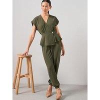 The Very Collection Wrap Belted Jumpsuit - Green