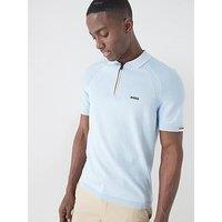 Boss Mens Golf Perform Knitted Polo Shirt - Blue