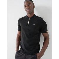 Boss Mens Golf Perform Knitted Polo Shirt - Black