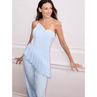 Michelle Keegan Pleat Detail Bandeau Top - Blue