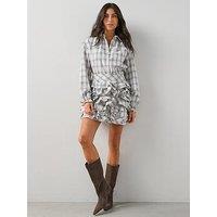 The Very Collection Ruffle Checked Skirt Co-Ord - Blue