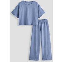 The Very Collection Girls Oversized Boxy Top And Trouser Heavy Weight Jersey Outfit - Blue