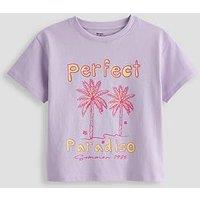 The Very Collection Girls Palm Trees T-Shirt - Purple