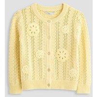 The Very Collection Girls Openwork Crochet Cardigan - Yellow