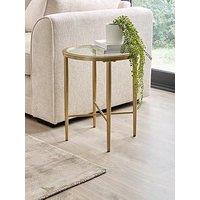 The Very Collection Link Glass Top Side Table - Brass