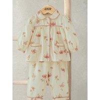 Mamas & Papas Baby Girls Floral Print Woven Pyjamas - Cream