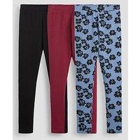 The Very Collection Girls 3 Pack Floral Legging - Multi