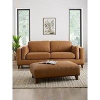 The Very Collection Chiswick 3 Seater Leather Sofa + Footstool Set