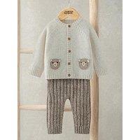 Mamas & Papas Baby Unisex 2 Piece Bear Knitted Cardigan & Leggings Set - Brown