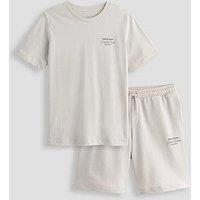 Jack & Jones Junior Boys Niko T-Shirt Shorts Set - Glacier Grey