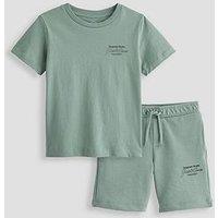 Jack & Jones Mini Younger Boys Niko T-Shirt And Shorts Set - Iceberg Green
