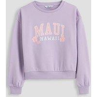 The Very Collection Girls Sweat With Front Slogan - Purple