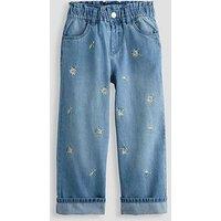 The Very Collection Girls Embroidered Turn Up Jeans - Light Wash