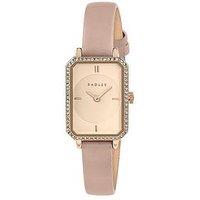 Radley Ladies Stoneset Rectangle Pink Leather Watch