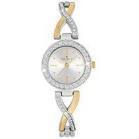 Spirit Ladies Silver & Gold Plated Stone Set Bracelet Watch