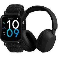 Tikkers Black Riptape Strap And Over Ear Headphone Set