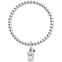 Snoopy Charm Silver Beads Bracelet