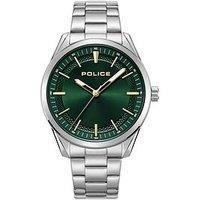 Police Gents Green Dial Silver Bracelet Watch