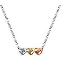 Radley Sterling Silver Triple Heart Charm Necklace With 18Ct Mixed Plating