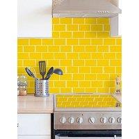 Walplus Pure Yellow Glossy Subway Metro Classic Brick 3D Tile Sticker 30.5 X 15.4Cm (12 X 6 In) - 20Pcs In A Pack