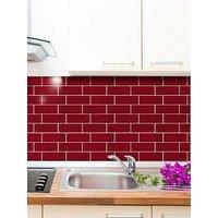Walplus Cherry Red Retro Glossy 3D Sticker Tile 30.5 X 30.5Cm - 6 Pcs