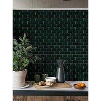 Walplus Green Metro Stone Tile Sticker 6 X 12 Inches / 15.4 X 30.5 Cm - 12Pcs In A Pack