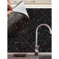 Walplus Terrazzo Holographic Glitter Black Wall Tile Sticker Set - 15Cm (6Inch) - 24Pcs One Pack