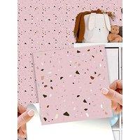 Walplus Rose Pink Metallic Silver Terrazzo Wall Tile Sticker Set - 15Cm (6Inch) - 24Pcs One Pack