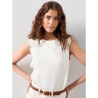 The Very Collection Crochet Trim Sleeveless Top - Cream