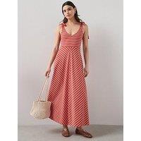 The Very Collection Tie Shoulder Midi Dress - Red Stripe