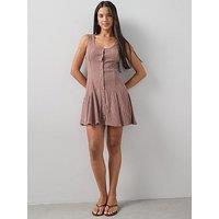 The Very Collection Godet Hem Mini Dress - Brown