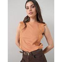 The Very Collection Crochet Trim Sleeveless Top - Orange