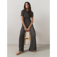 The Very Collection Textured Wide Leg Co-Ord Trousers - Grey