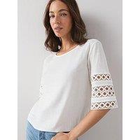 The Very Collection Textured Embroidered Short Sleeve Top